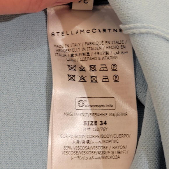 Stella McCartney Knit Short Sleeve Shirt Top Size EU 34 Blue High Low NWT NEW - Picture 8 of 15